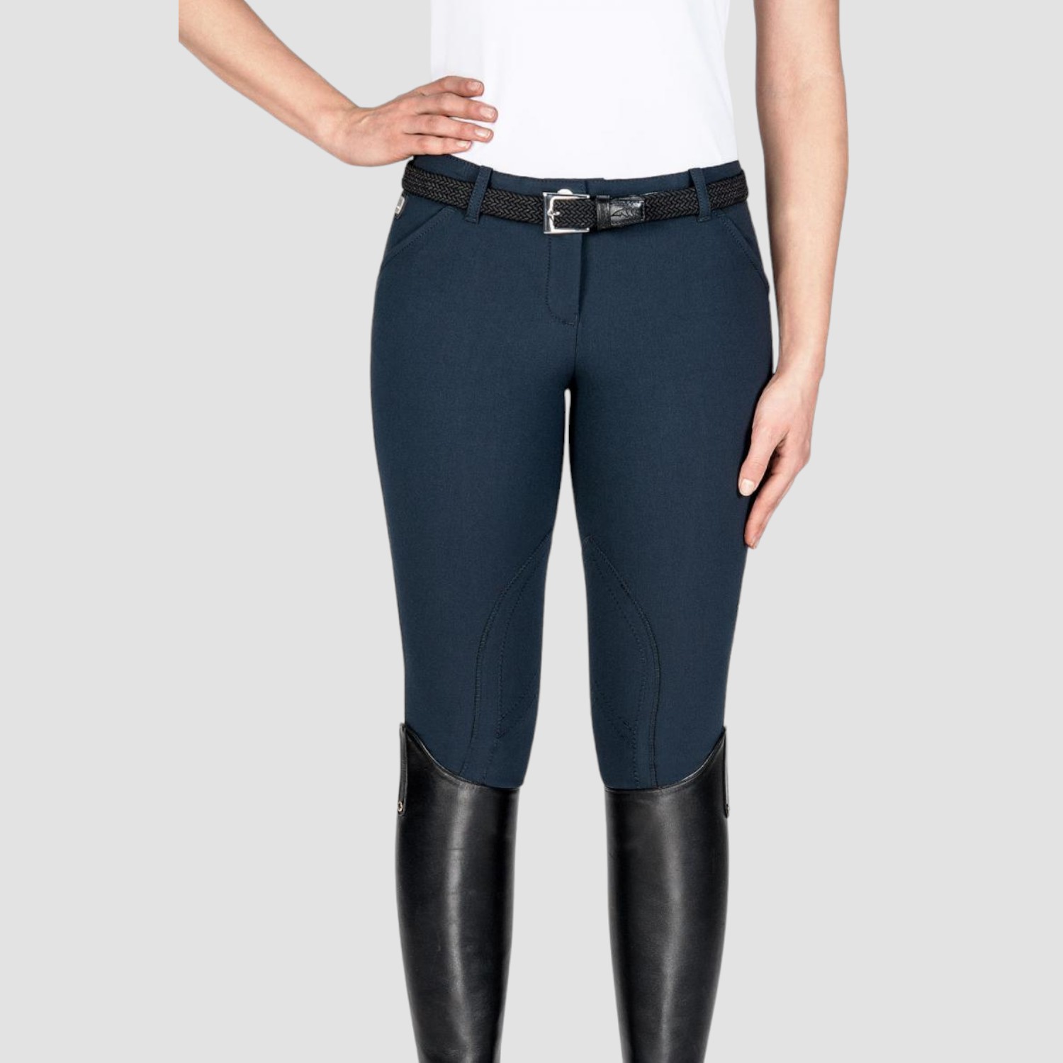 Equiline Reithose Boston Black Stoffkniebesatz