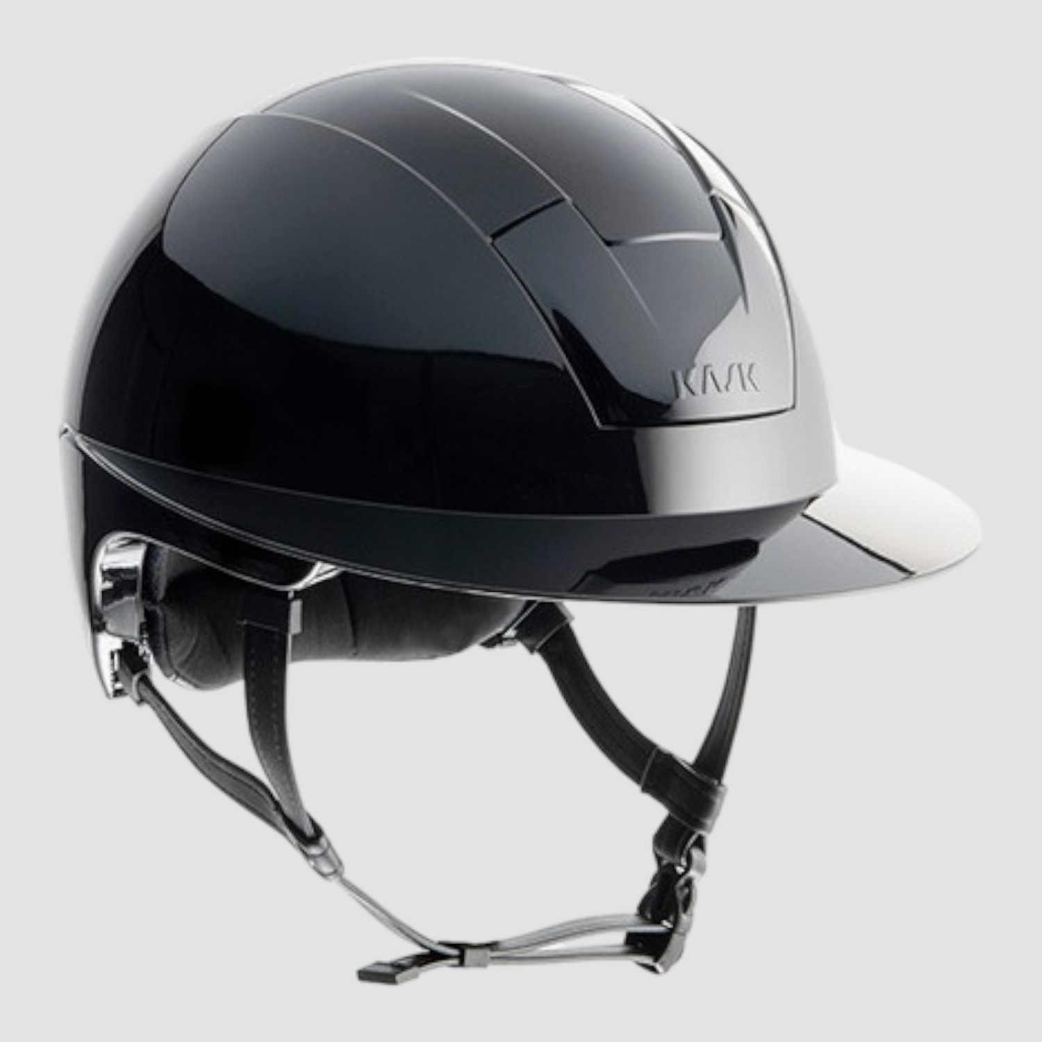 Kask Reithelm Kooki Lady in black shine mit beigem Kinnriemen